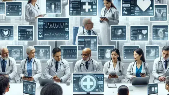 "Paciente crónico utilizando un dispositivo de seguimiento remoto en un hospital vasco, ilustrando la innovación en el cuidado de la salud."