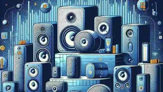 "Altavoces Bluetooth de alta calidad de sonido y larga autonomía, destacando su diseño moderno y características técnicas."