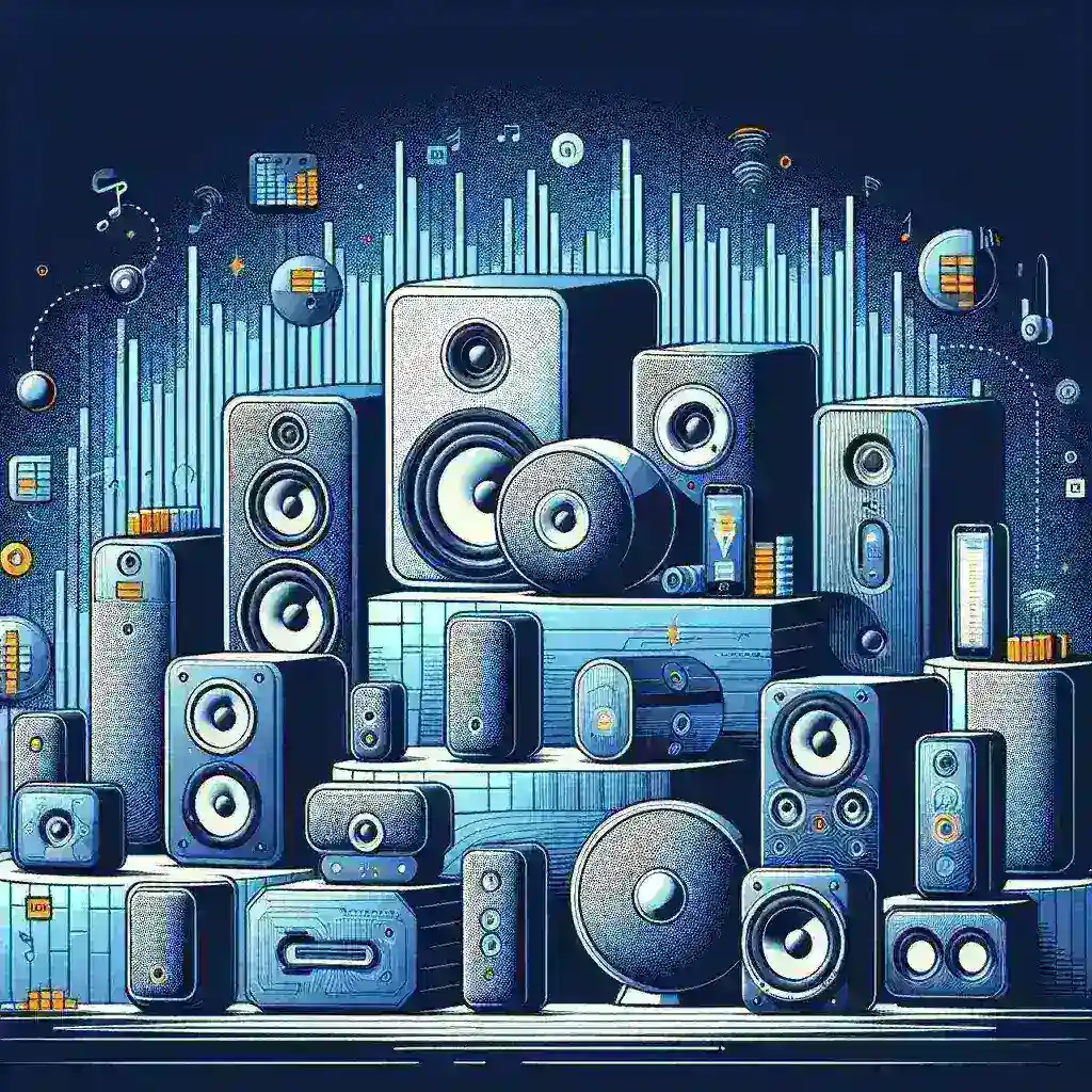 "Altavoces Bluetooth de alta calidad de sonido y larga autonomía, destacando su diseño moderno y características técnicas."